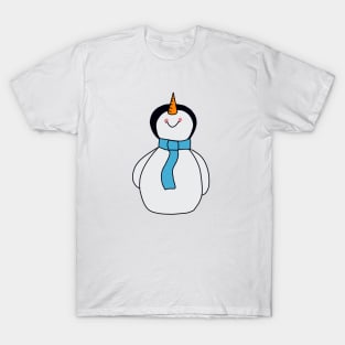 Blue Scarf Snowman T-Shirt